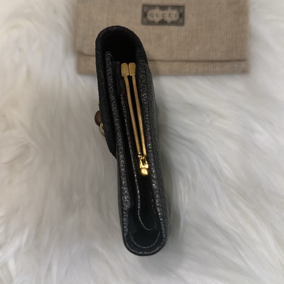 Gucci Leather & Suede Bamboo Wallet vintage black - Picture 3 of 12